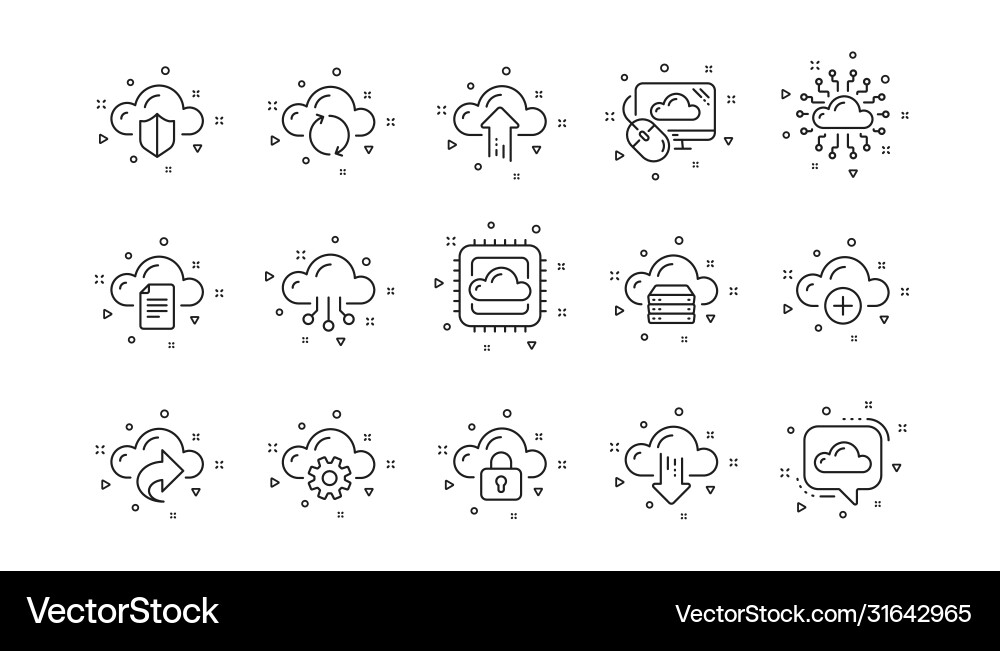Cloud data and technology icons hosting Cloud data and technology icons hosting vector image