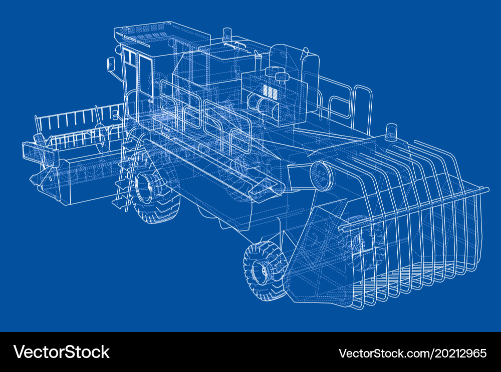 Concept combine-harvester rendering of 3d vector image