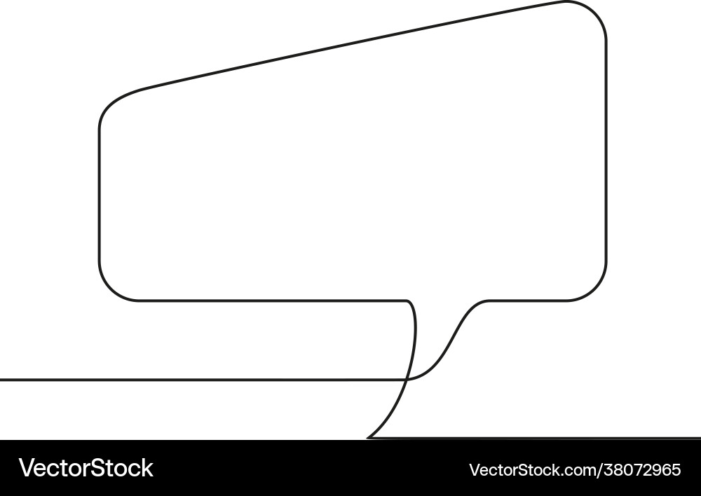Continuous line drawing rectangular speech Continuous line drawing rectangular speech vector image