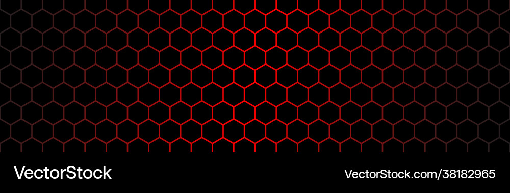 Dark modern technology header with red hexagons Vector Image