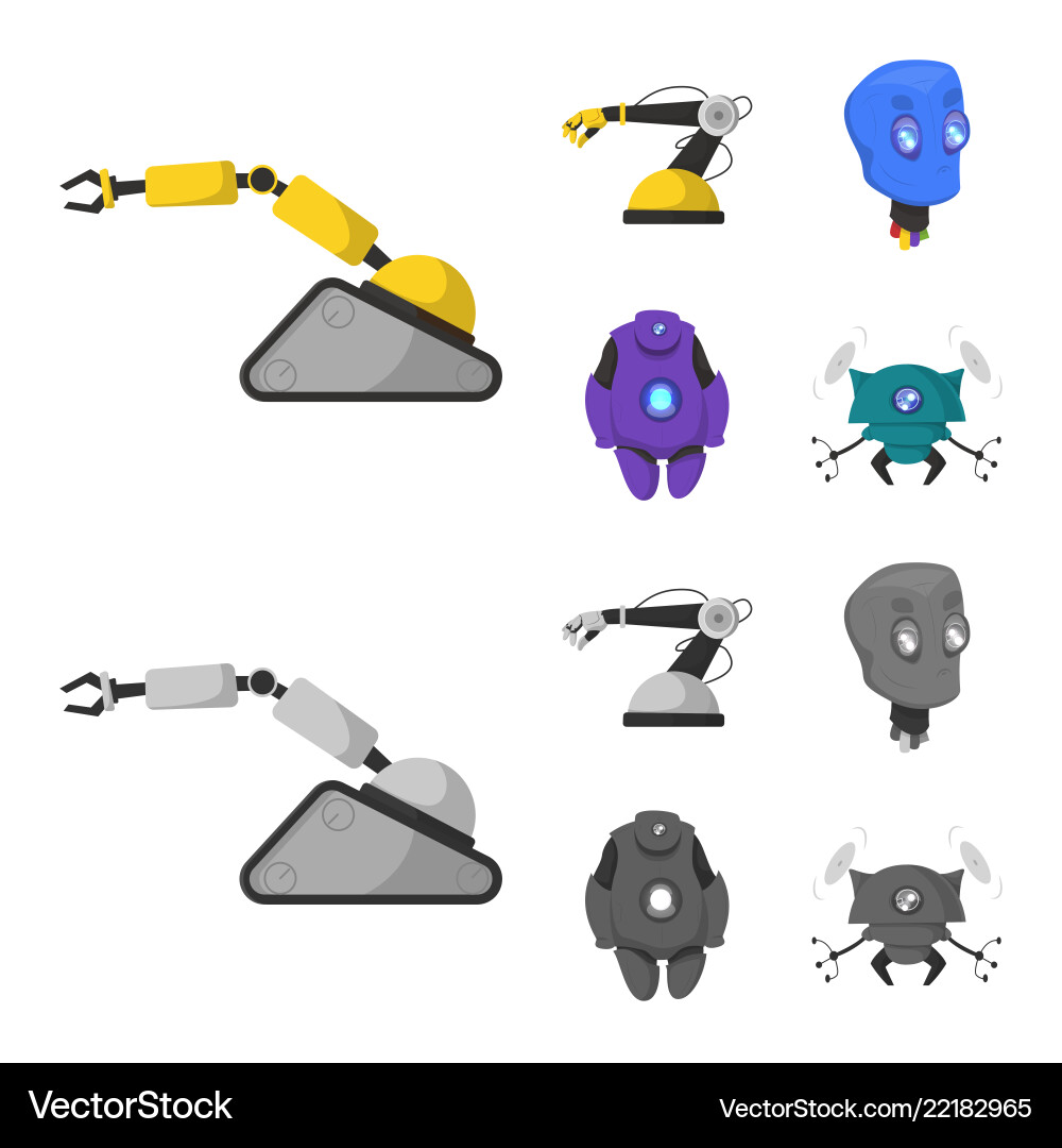Design of robot and factory icon set Design of robot and factory icon set vector image