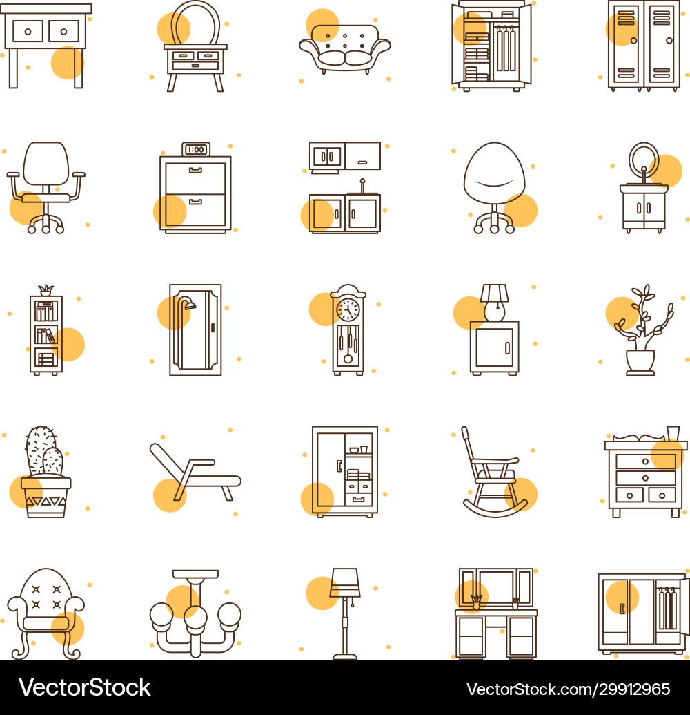 Isolated home block and line style icon set Vector Image