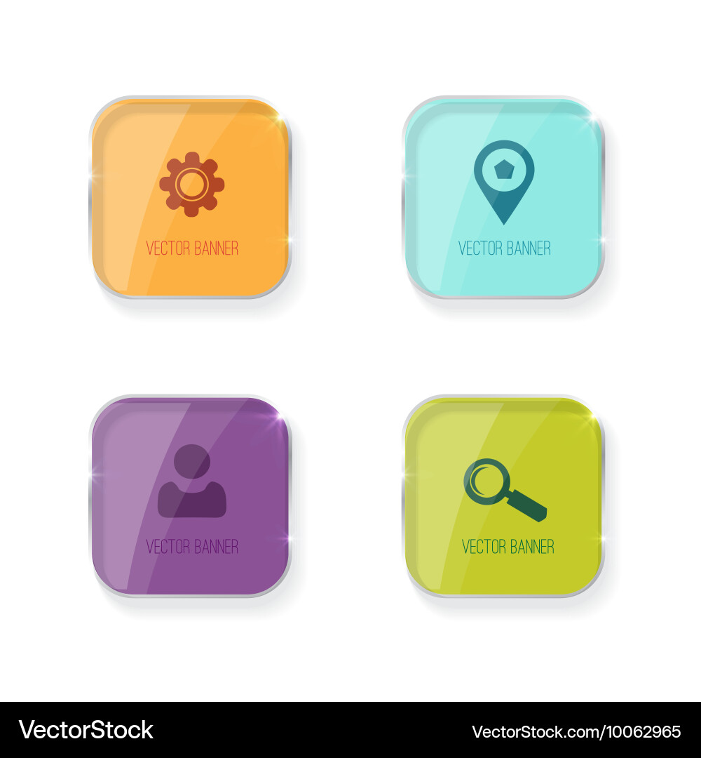Label set 4 color buttons with glass Vector Image