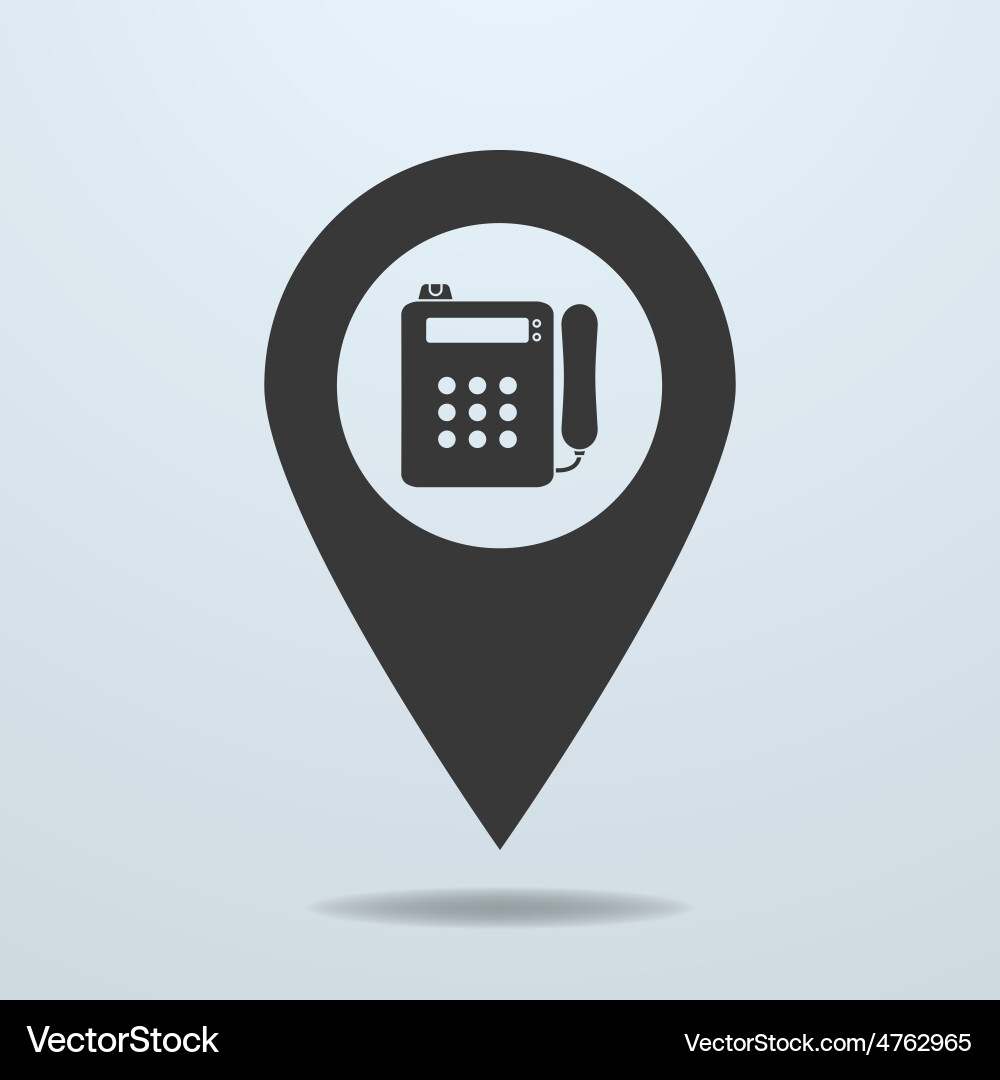 Map pointer with a payphone symbol vector image