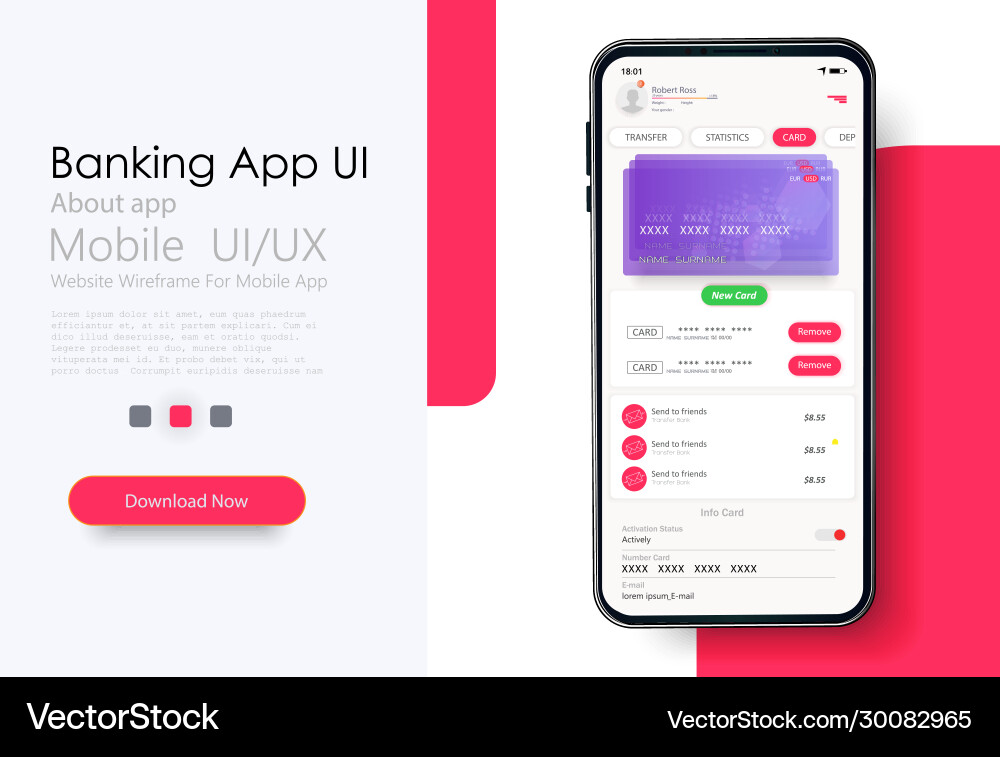 Mobile Banking App UI Templates Vector Image