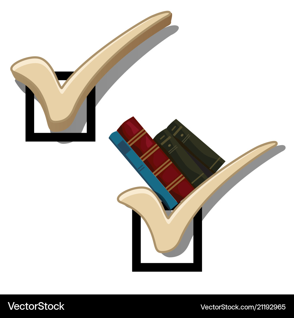 Original bookshelf in the form a checkmark Original bookshelf in the form a checkmark vector image