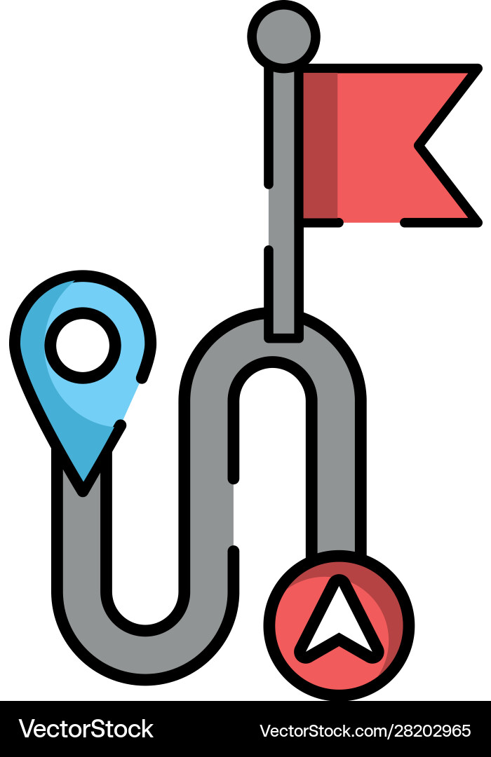 Pin pointer location guide with road Vector Image