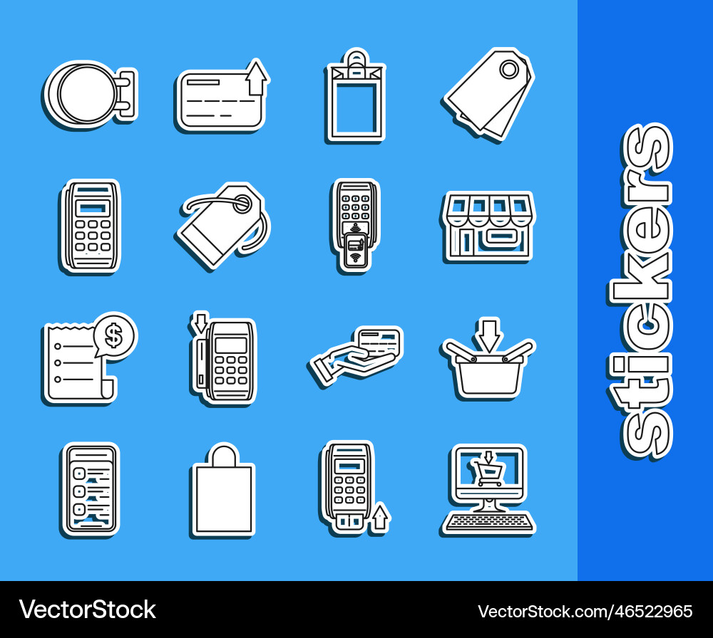 Set line shopping cart on screen computer blank Set line shopping cart on screen computer blank Vector Image