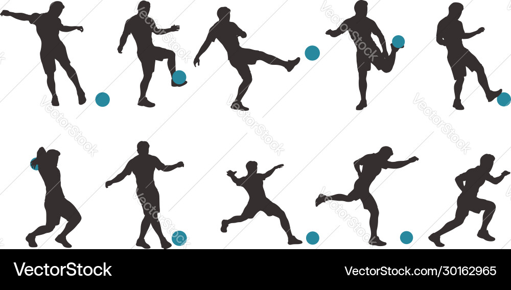 Soccer Player Silhouettes Vector Image