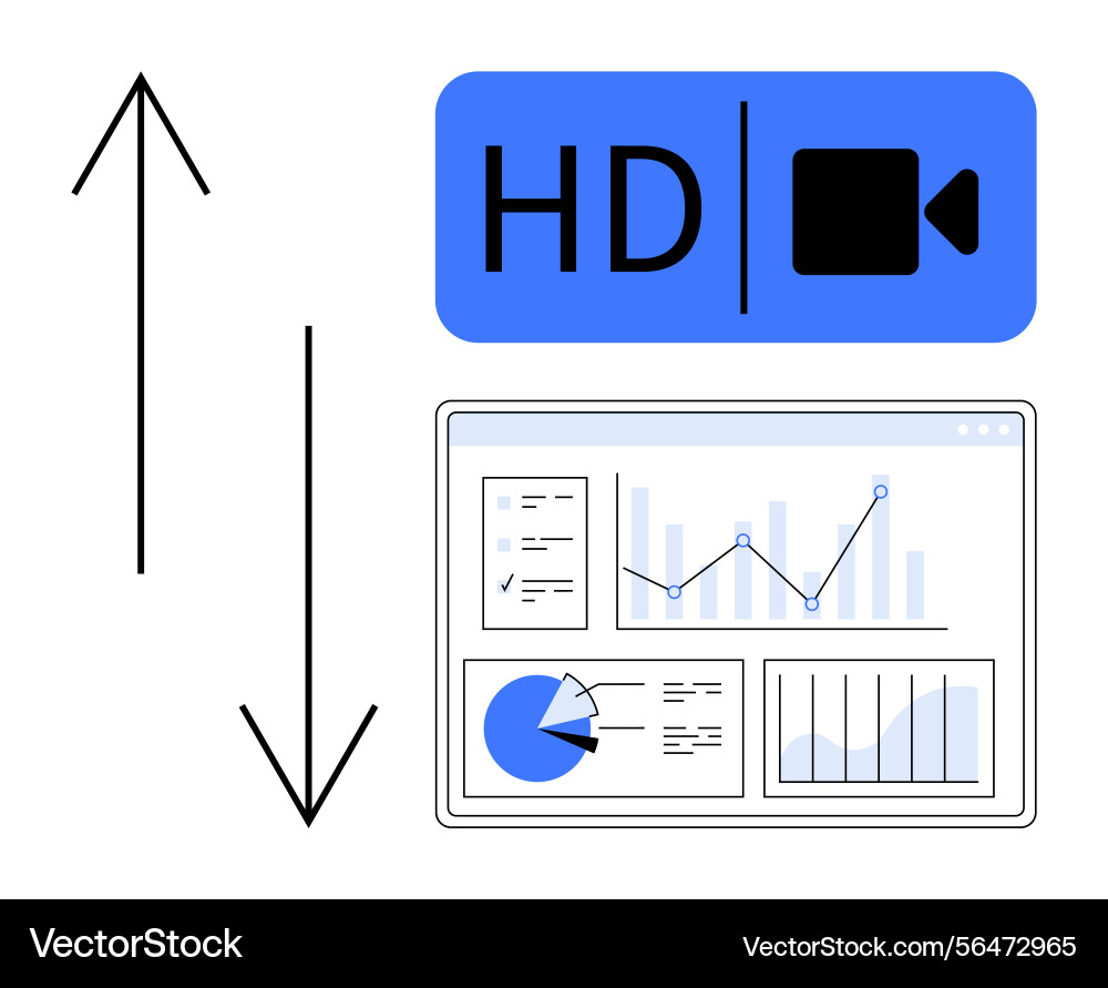 Video analytics dashboard with data visualization Vector Image