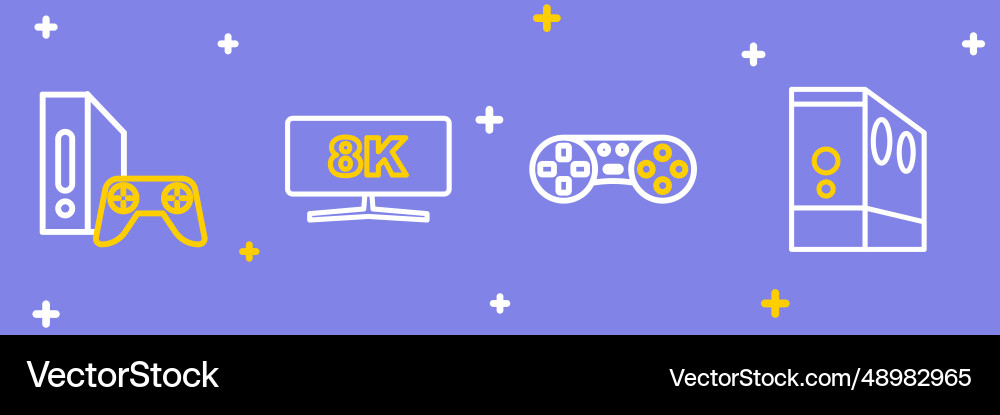 Zeilenkoffer des Computerspielcontrollers einstellen vektorbild