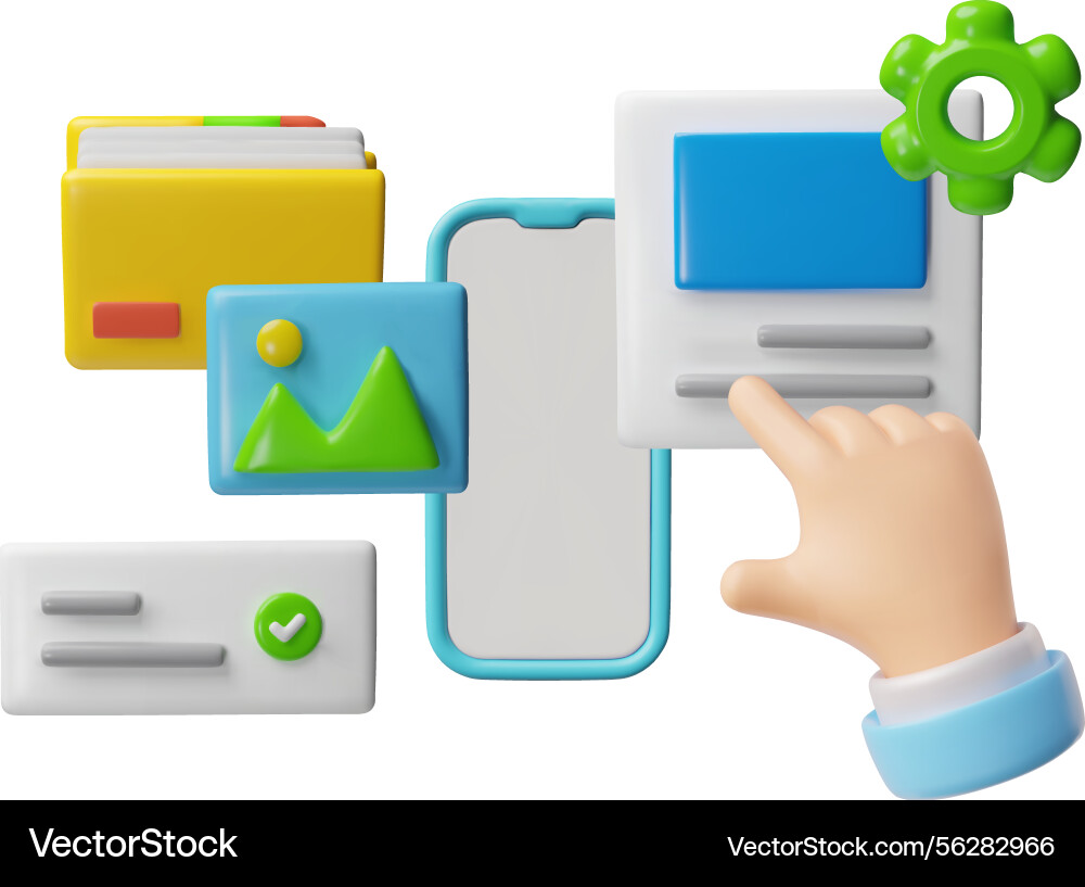 3d ui ux user software interface design 3d ui ux user software interface design vector image