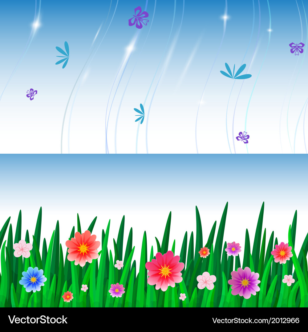 Banners with repeating pattern tile of grass vector image