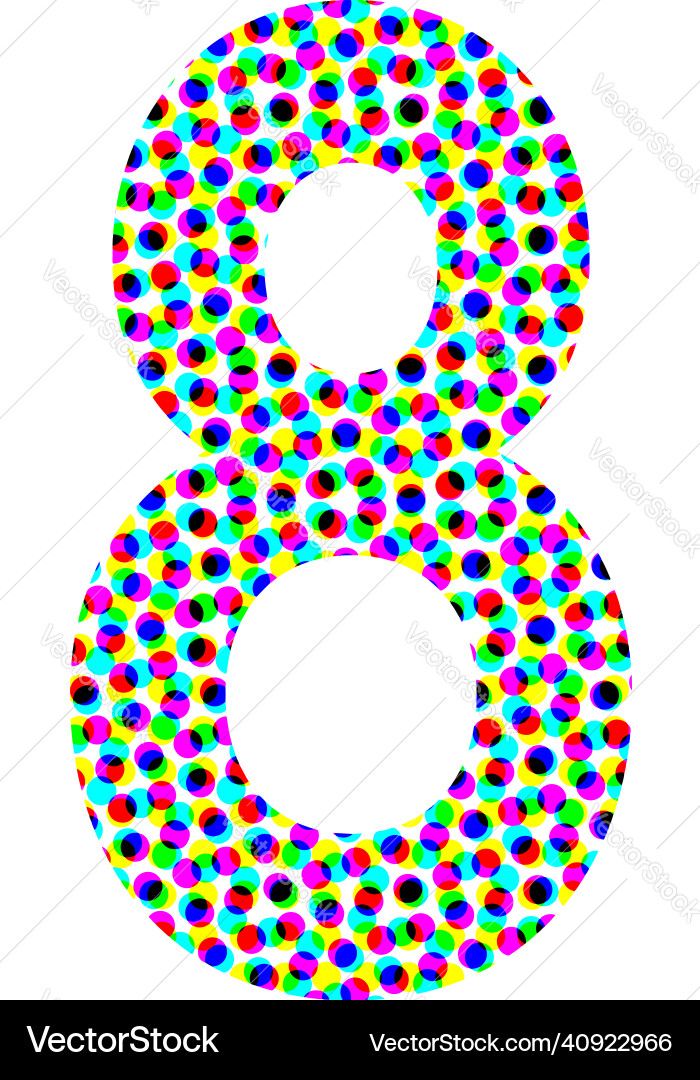 Colorful halftone font design number 8 vector image