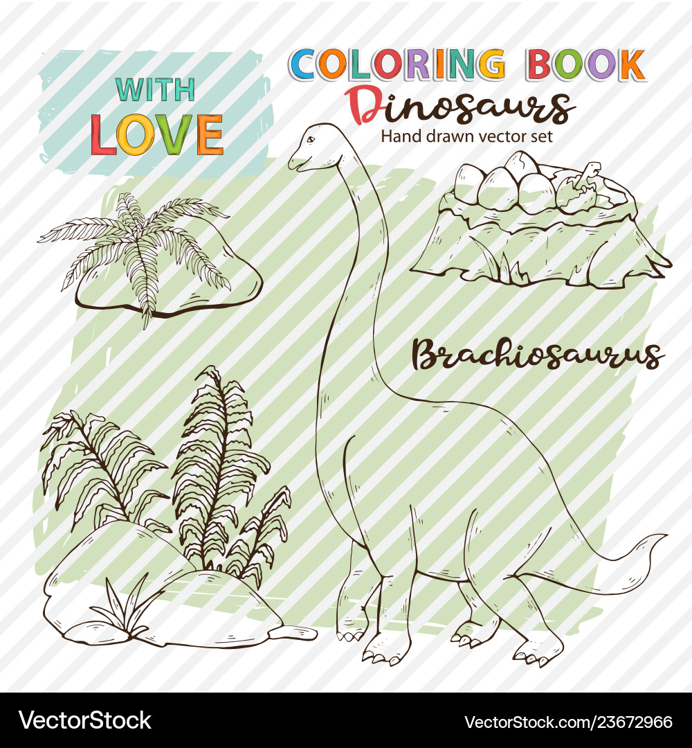 Coloring page antistress brachiosaurus Coloring page antistress brachiosaurus vector image