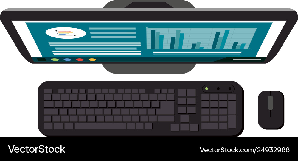Computer with keyboard and mouse topview Computer with keyboard and mouse topview Vector Image