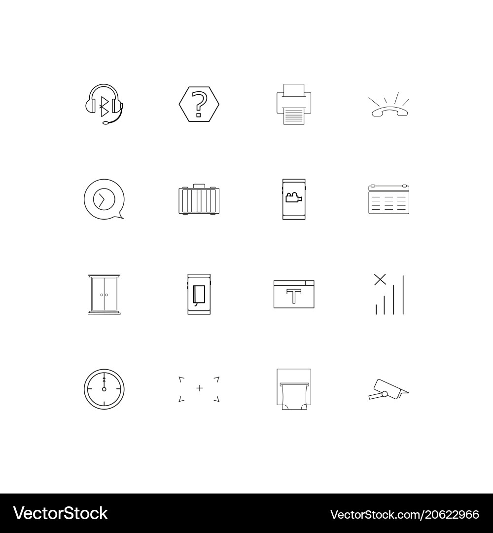 Devices simple linear icons set outlined vector image