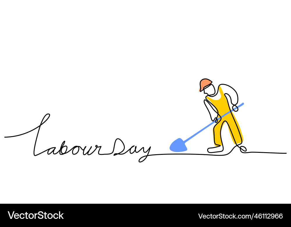 One continuous single line of worker for labor One continuous single line of worker for labor Vector Image