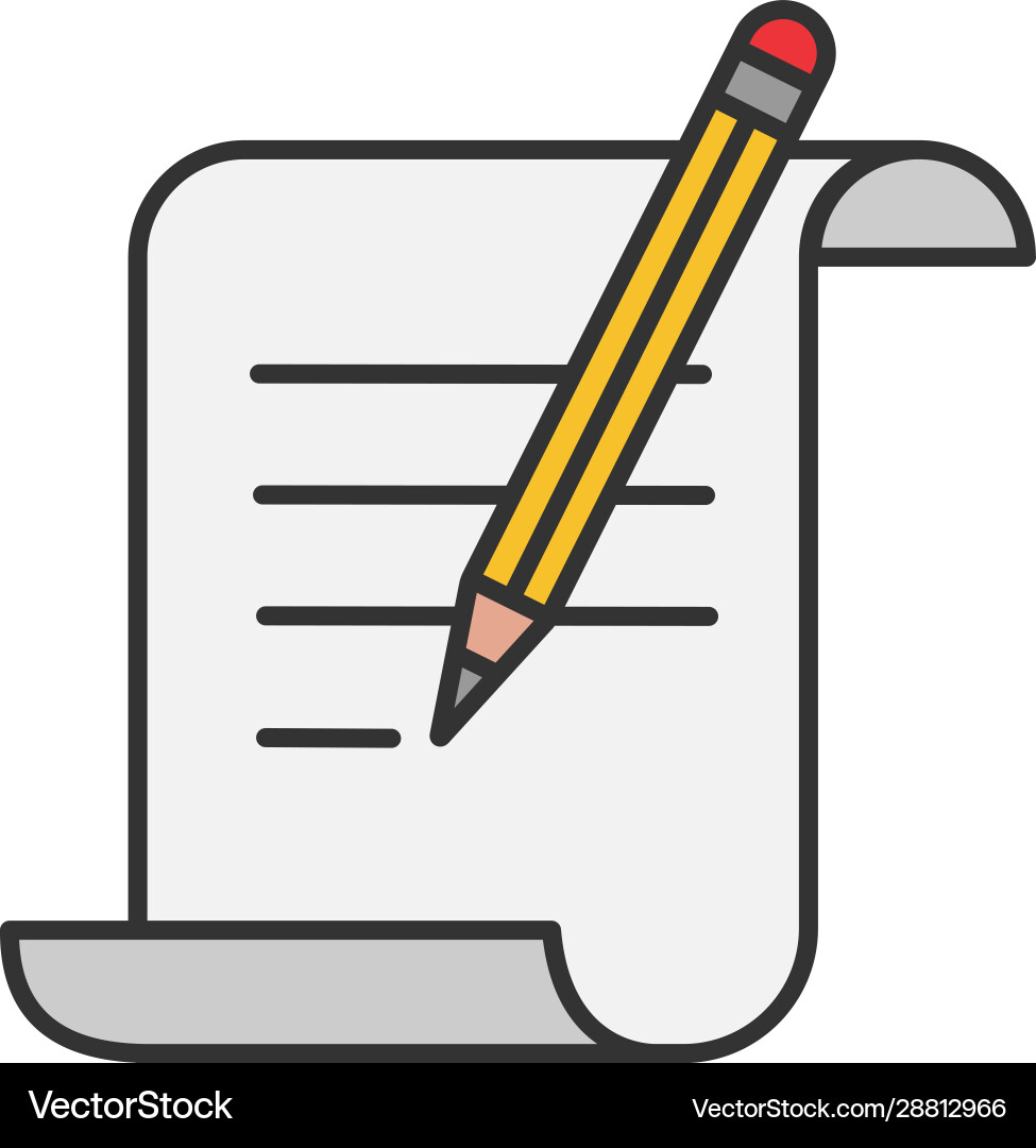 Paper scroll with text and pencil color icon vector image