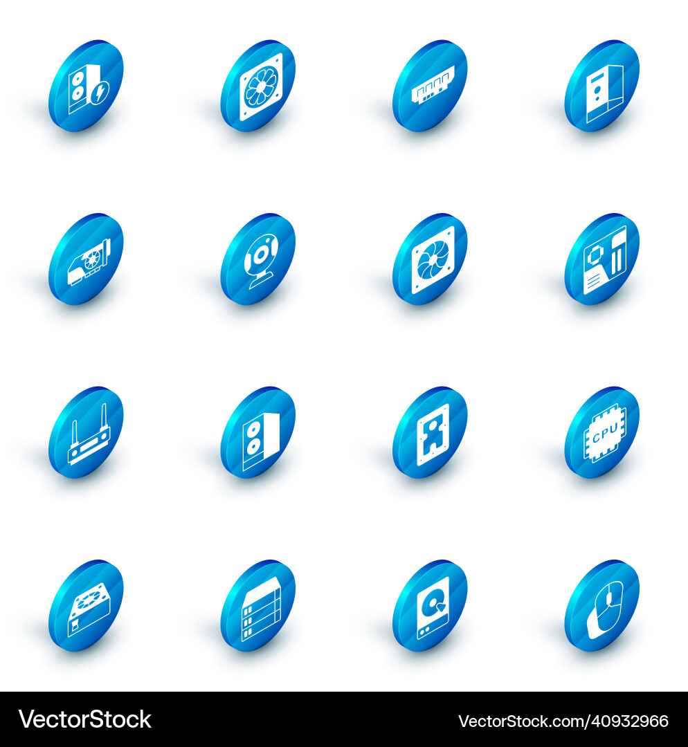 Set computer cooler ram random access memory vector image