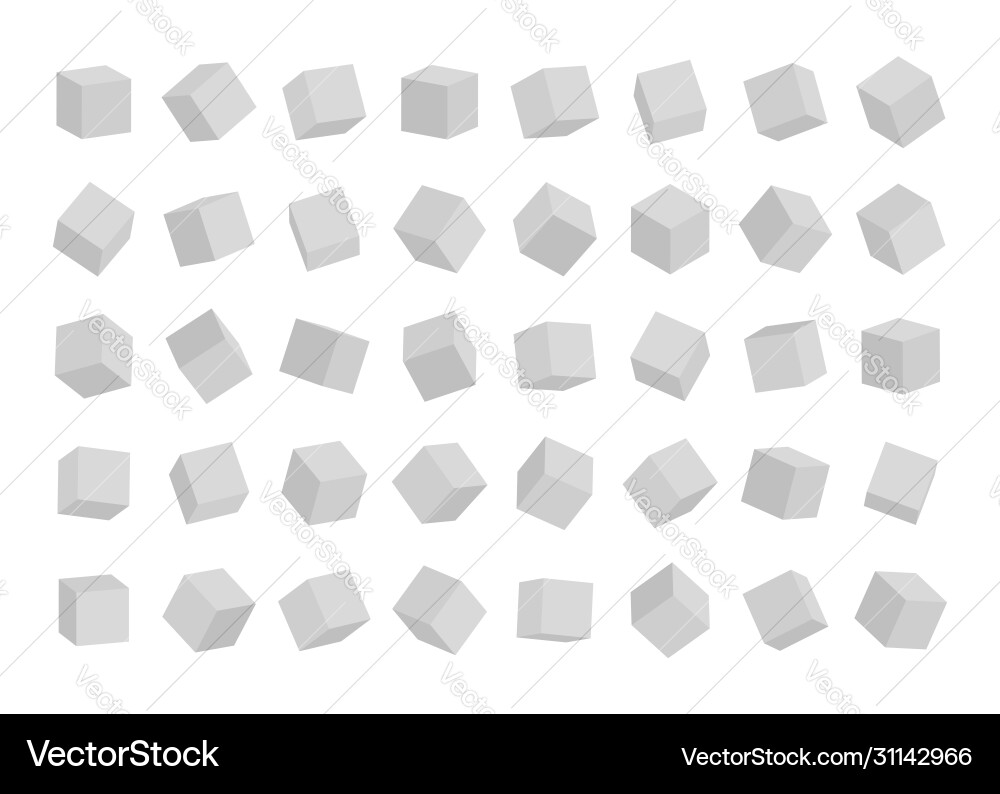 Set cubes in different angles view isolated Set cubes in different angles view isolated vector image