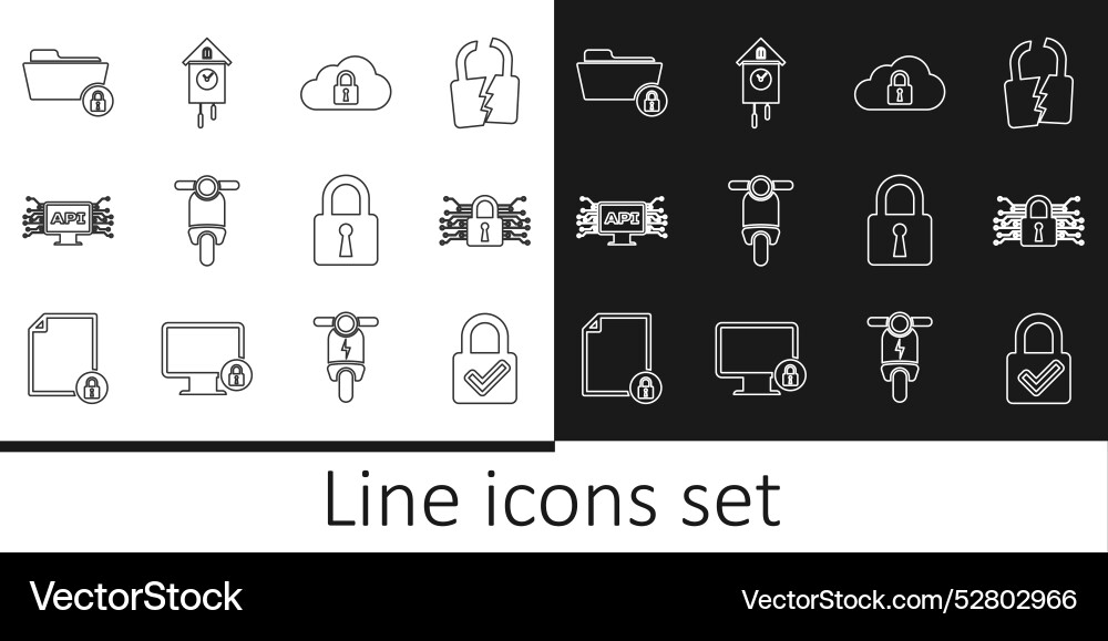 Set line lock and check mark cyber security cloud Set line lock and check mark cyber security cloud Vector Image