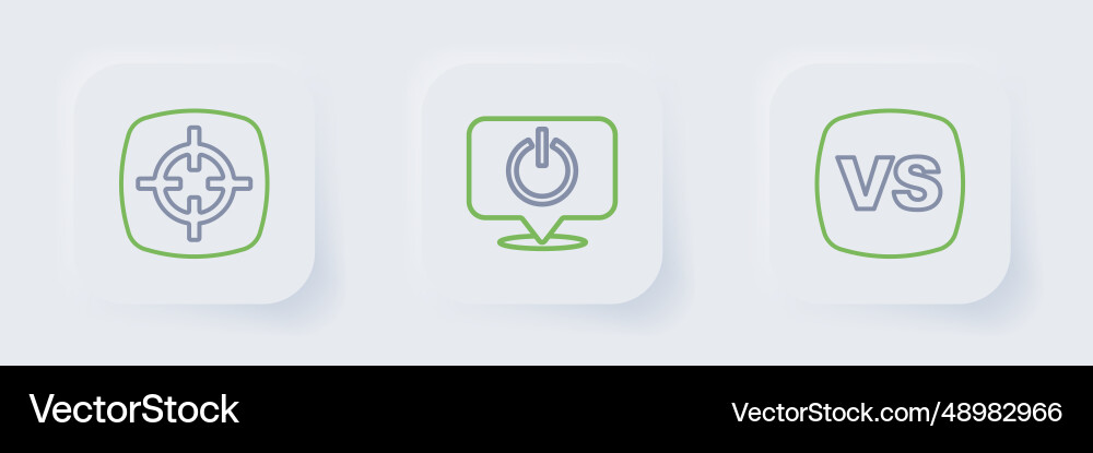 Set line vs versus battle power button and target Set line vs versus battle power button and target vector image