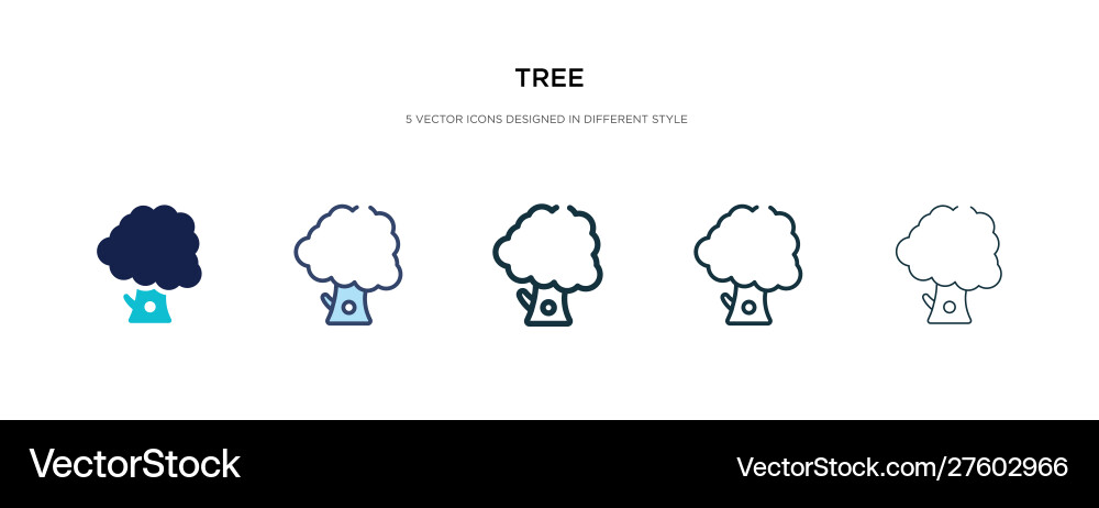 Tree icon in different style two colored vector image
