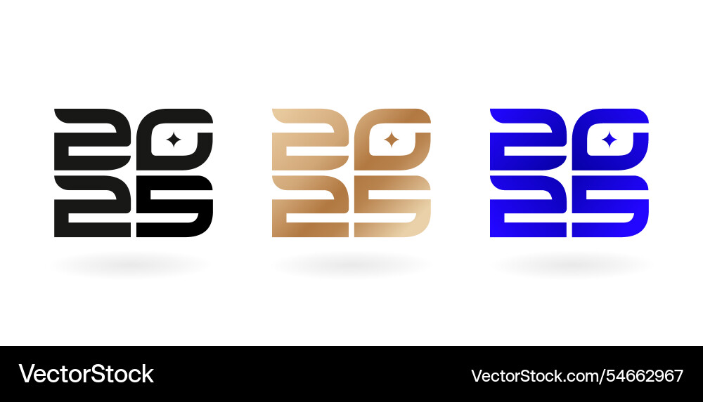 2025 font number three different colors isolated vector image