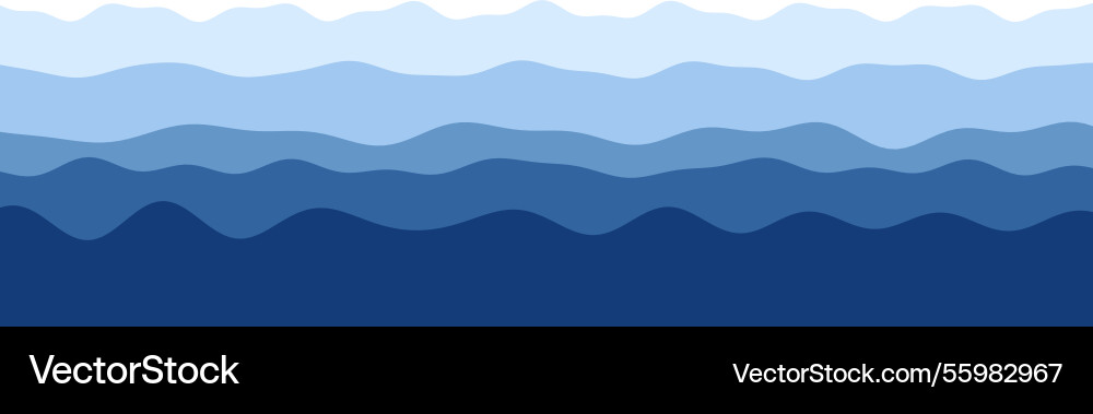 Abstract blue wave patterns in layers vector image