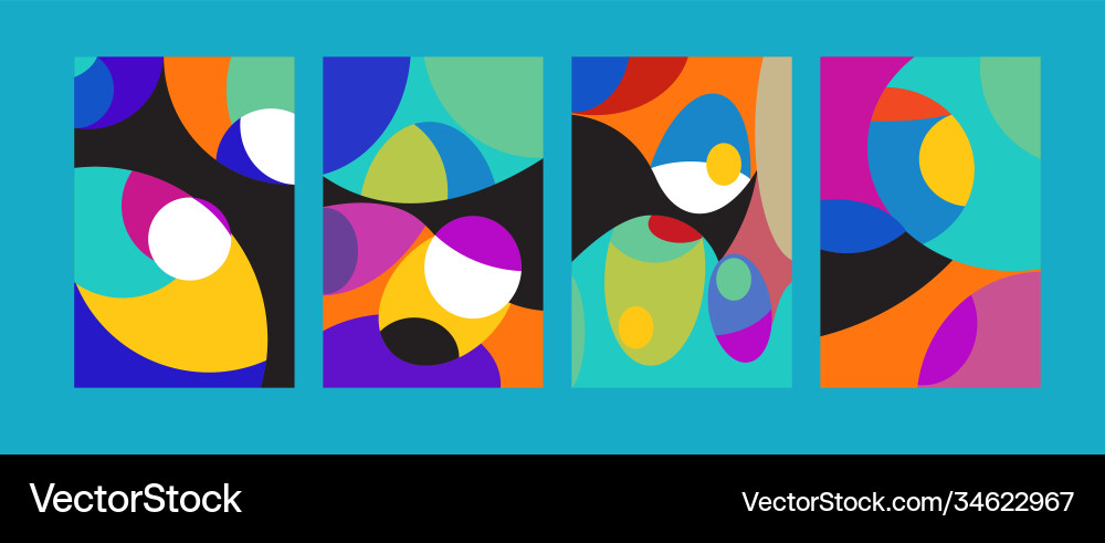 Abstract colorful geometric and curvy pattern vector image