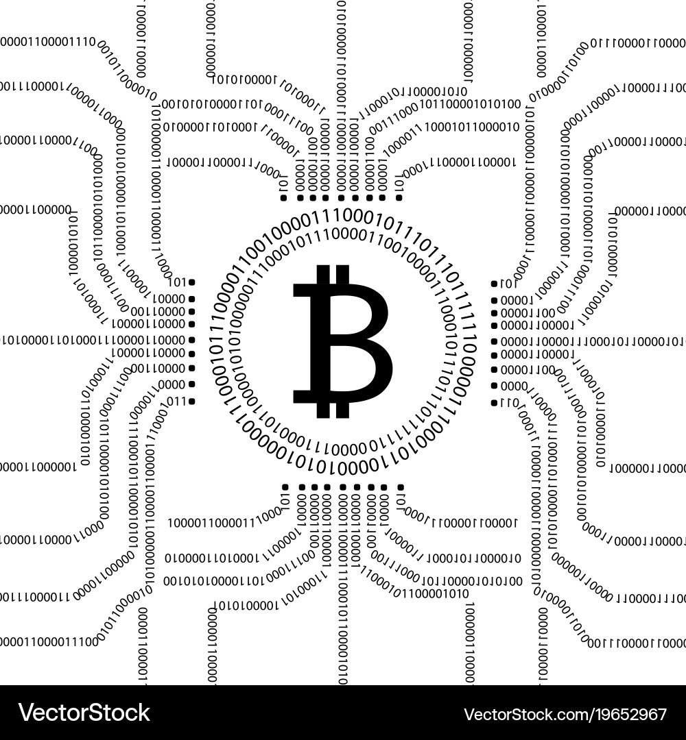 Bitcoin and binary data streams vector image