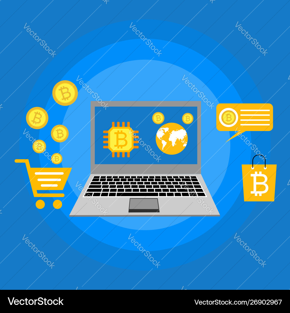 Blockchain scheme mining crypto currency server vector image