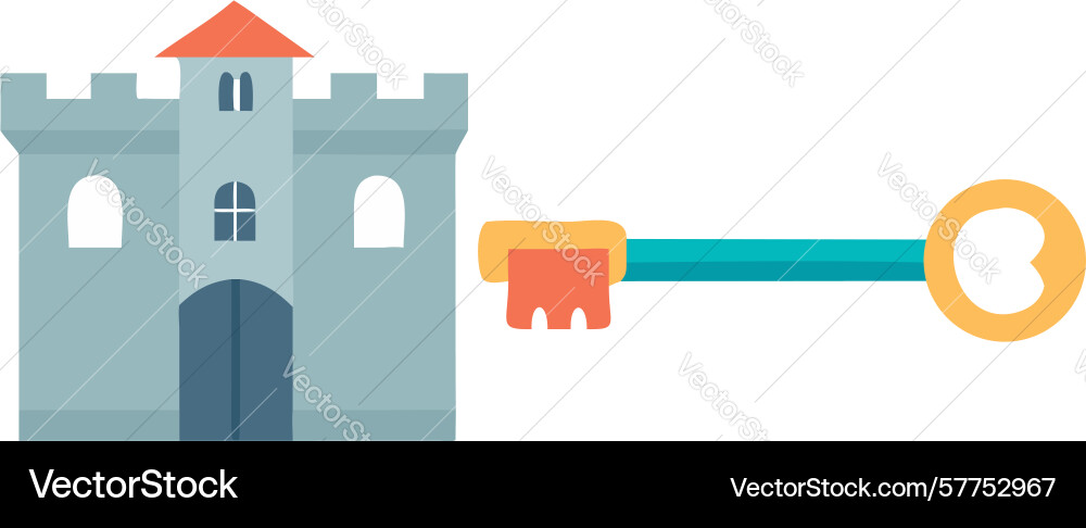 Castle gate with key secure entry design Vector Image