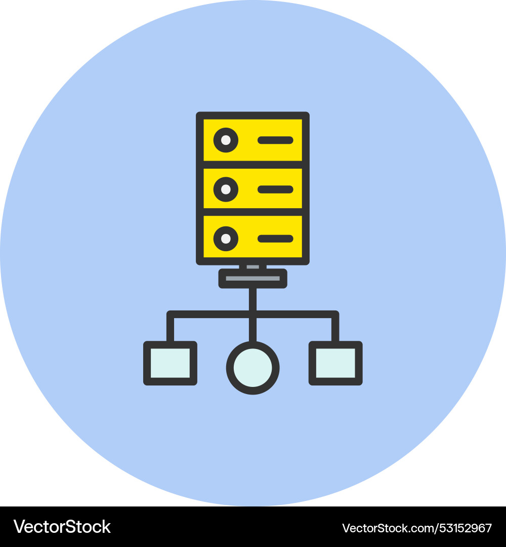 Cluster computing line filled circle icon vector image
