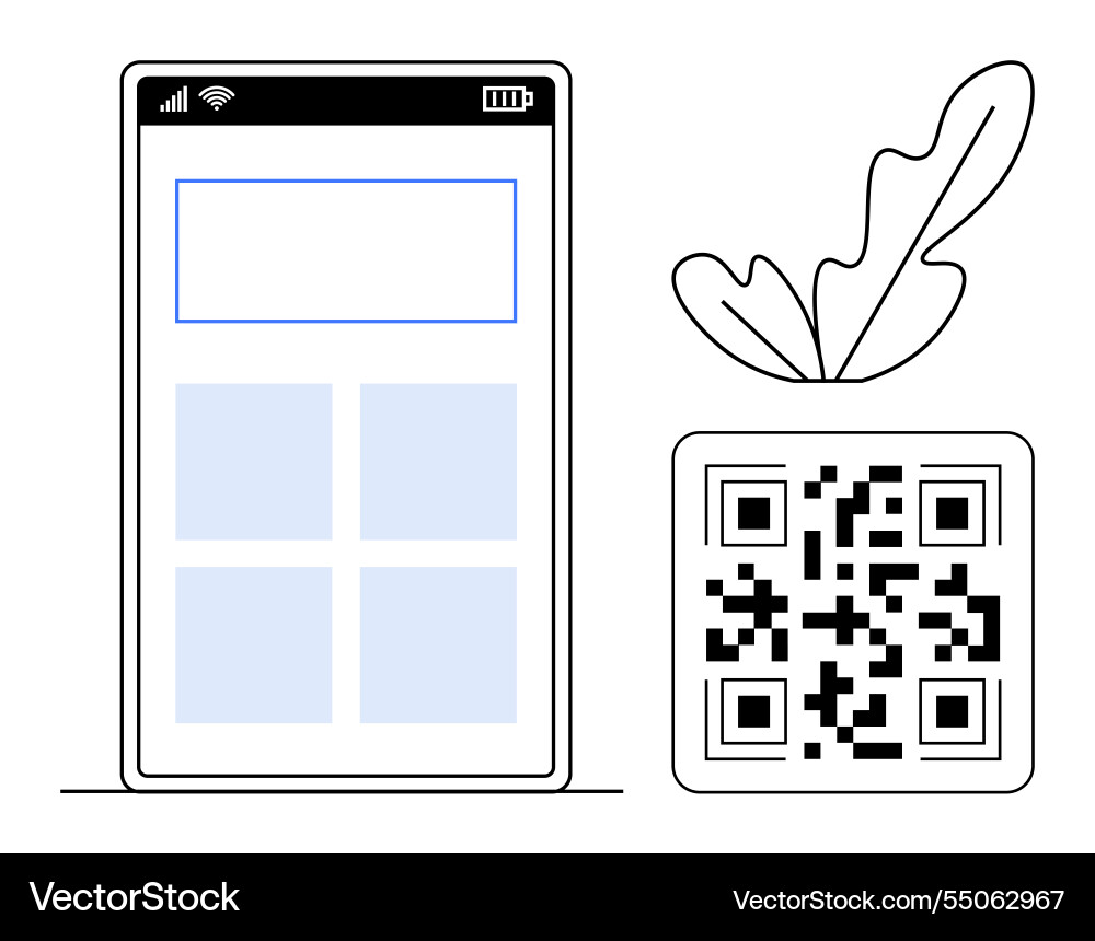 Digital interaction elements with smartphone qr Digital interaction elements with smartphone qr vector image