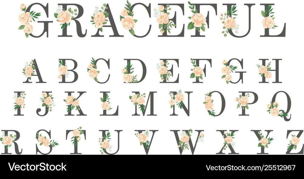 Floral Wedding Invitation - Luxury Monogram Vector Image