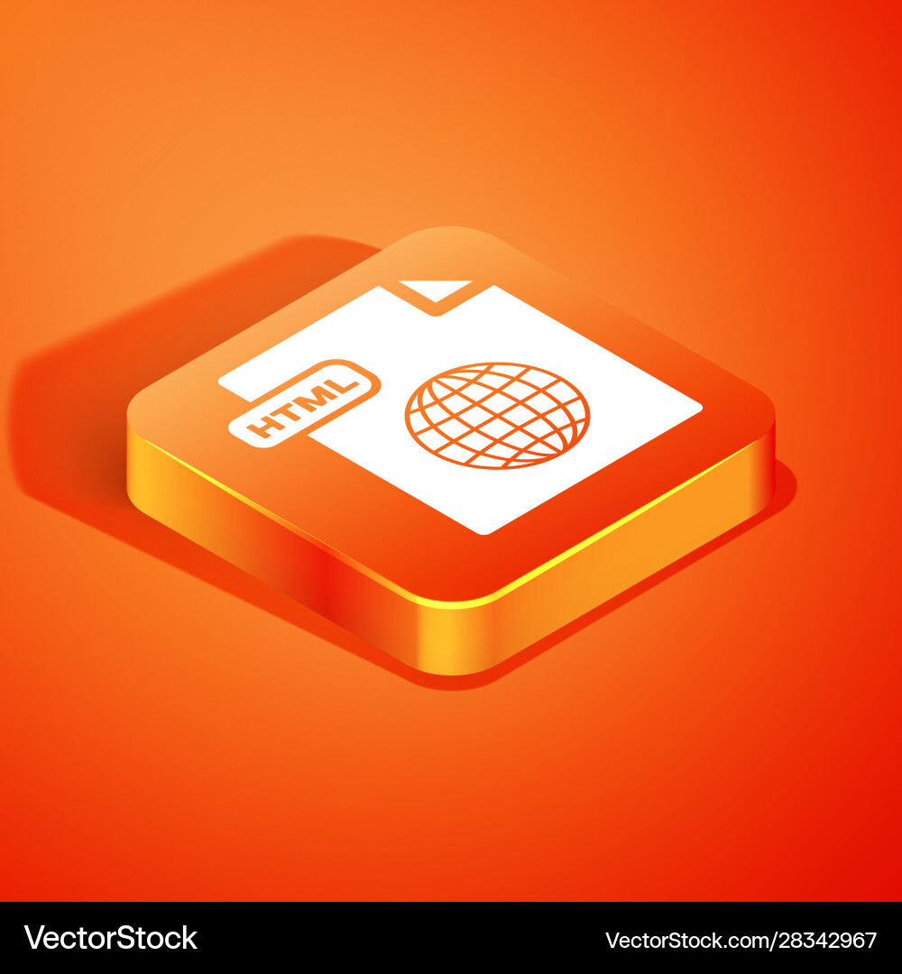 Isometric html file document download button Isometric html file document download button vector image