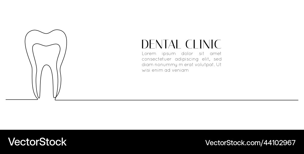 One continuous line drawing of human tooth oral One continuous line drawing of human tooth oral vector image