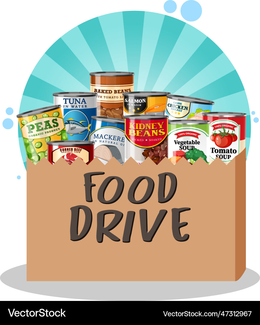 Preservatives canned food in the box Preservatives canned food in the box vector image