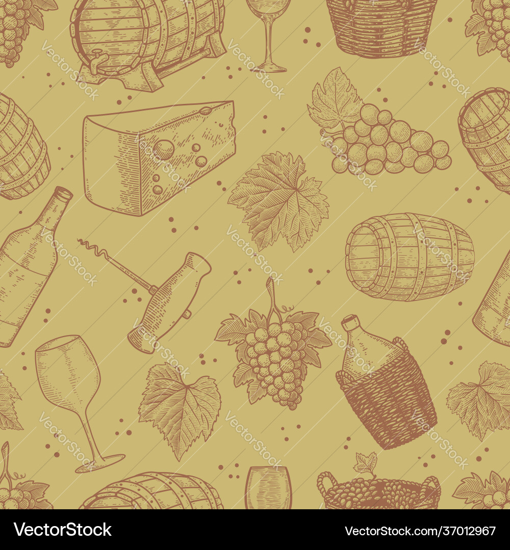 Seamless pattern with wine design elements Seamless pattern with wine design elements vector image