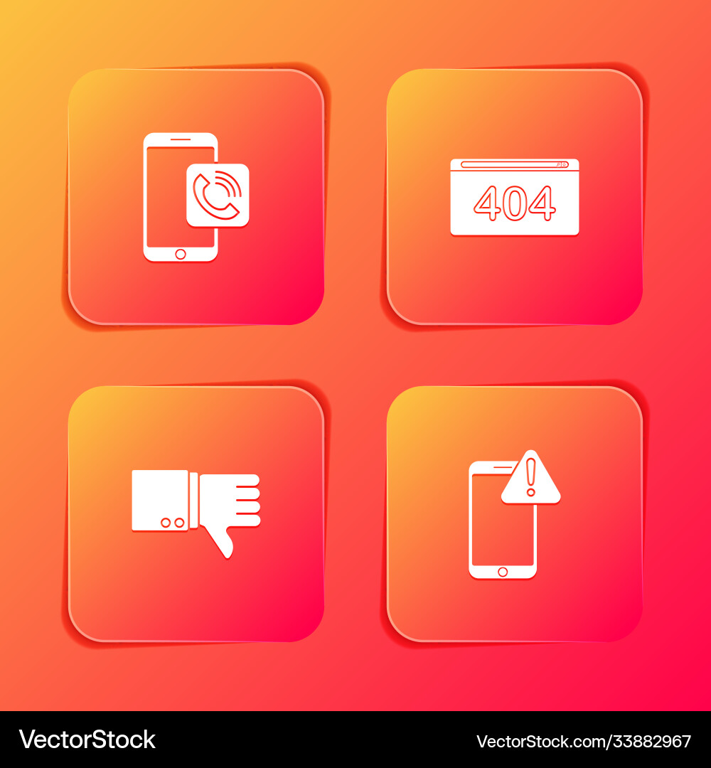 Set mobile phone call page with 404 error Set mobile phone call page with 404 error vector image
