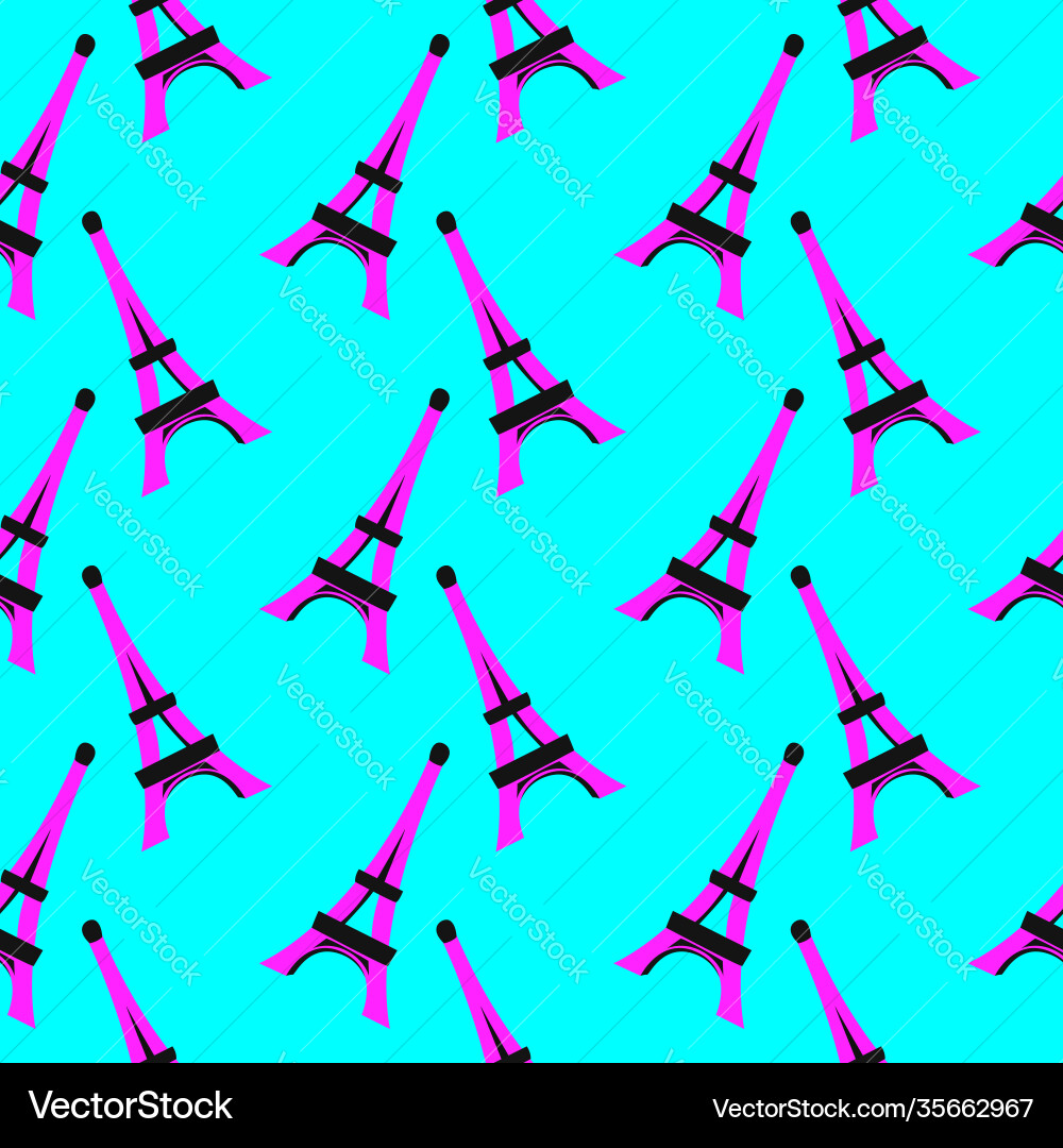 Small eiffel tower seamless pattern on a light vector image