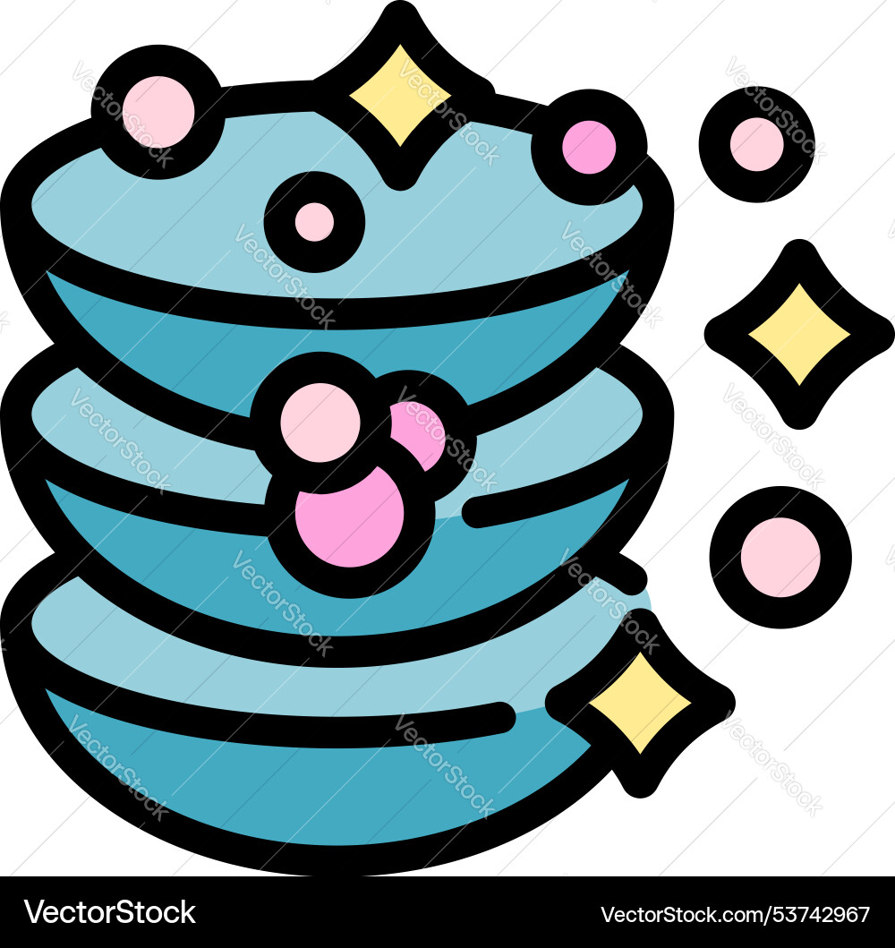 Stack of clean dishes sparkling and gleaming icon Stack of clean dishes sparkling and gleaming icon vector image