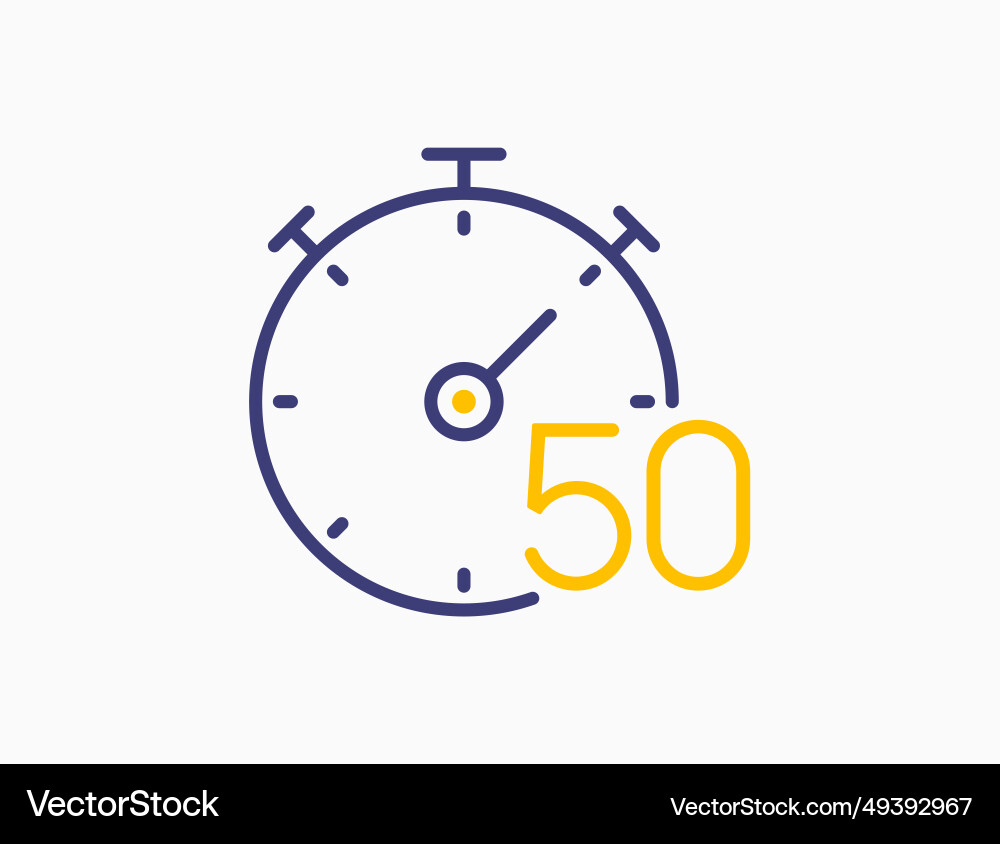 Timer 50 minutes line icon clock countdown Timer 50 minutes line icon clock countdown vector image