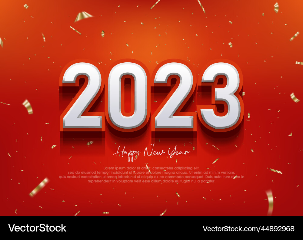 3d realistic number 2023 with soft red color Vector Image