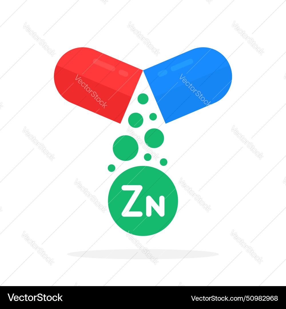 Abstract red and blue capsule with zinc mineral Abstract red and blue capsule with zinc mineral vector image