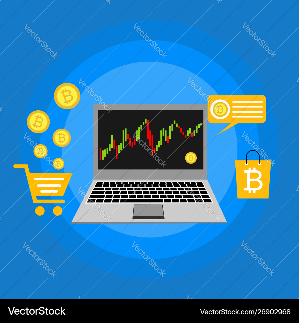 Blockchain scheme mining crypto currency server vector image
