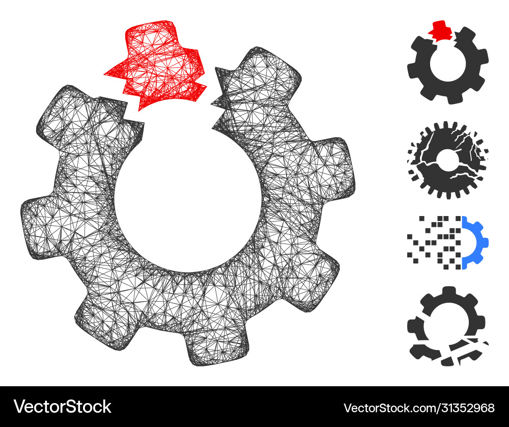 Broken cog web mesh Broken cog web mesh vector image