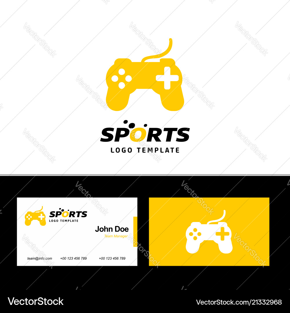 Business card of sports with yellow and white Vector Image